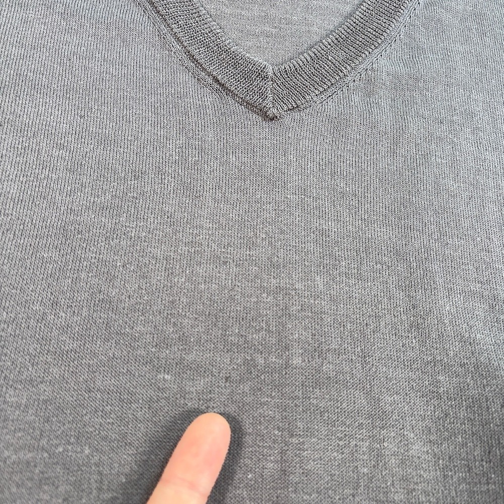 Muji True Hemp Blend Sweater Women's L Gray V-Neck Lightweight BA1OH24S - Picture 9 of 15